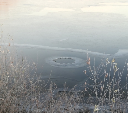 На ледяной корке замерзающего южноуральского озера заметили круги-шестеренки