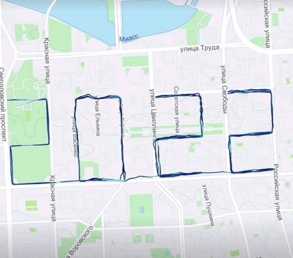Полумарафонское поздравление: бегунья из Челябинска «нарисовала» маршрутом пробежки надпись «2022»