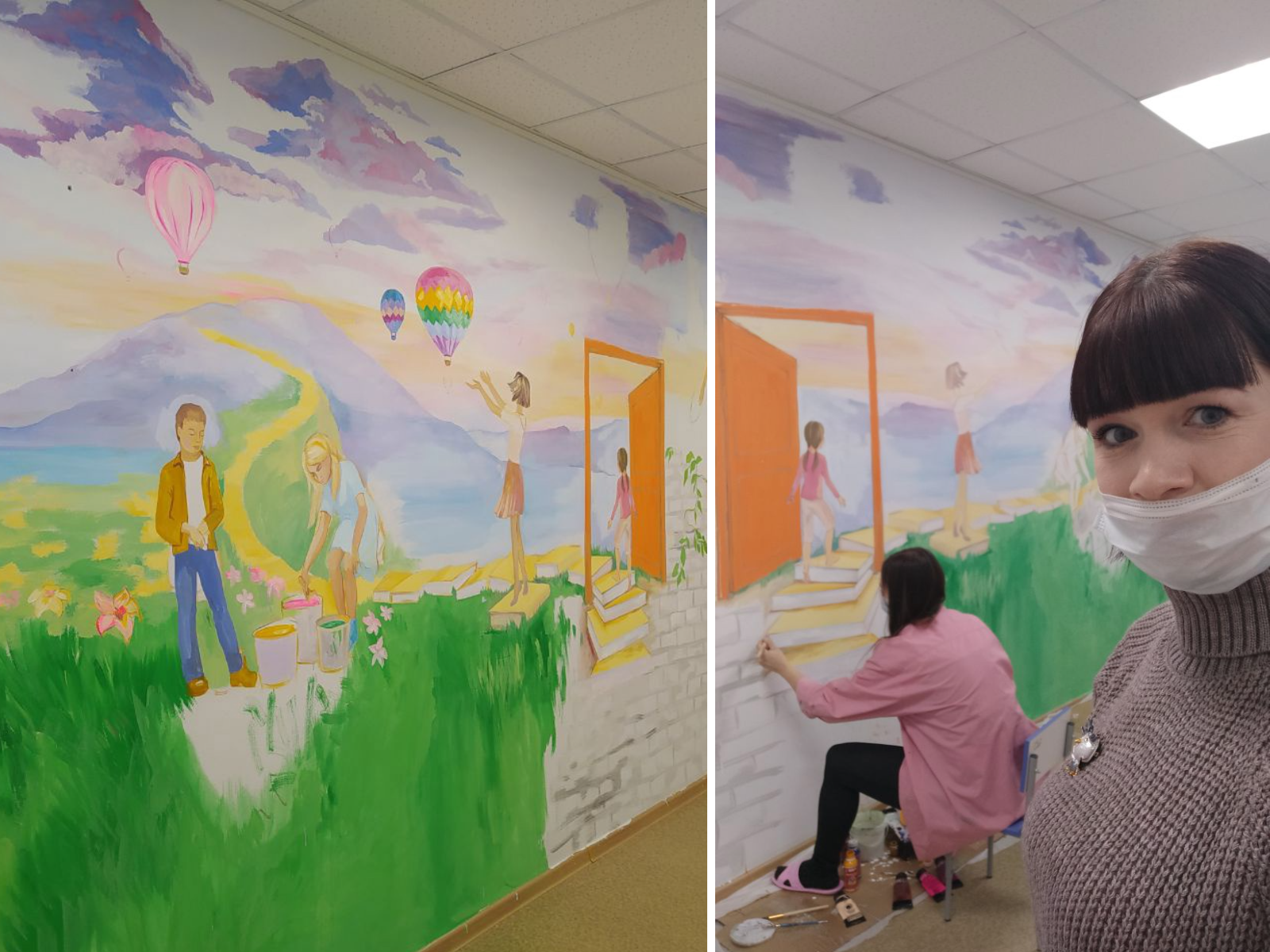 Процесс росписи стен в онкоотделении в Челябинске